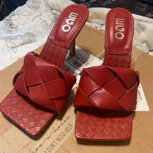 Never worn dark red mules